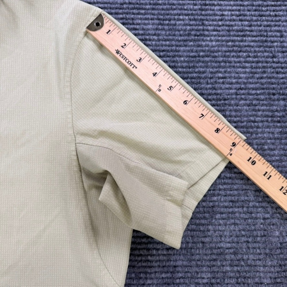 Lululemon Men Large Short Sleeve Button Up Tech Shirt Green Grid Ripstop READ - Picture 10 of 11